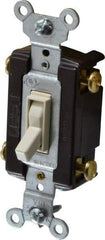 Pass & Seymour - 4 Pole, 120 VAC, 15 Amp, Specification Grade, Toggle, Wall and Dimmer Light Switch - 1-1/4 Inch Wide x 3.281 Inch High - Exact Industrial Supply