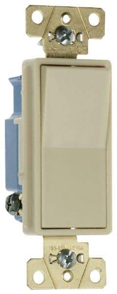 Pass & Seymour - 1 Pole, 120 to 277 VAC, 15 Amp, Specification Grade, Rocker, Wall and Dimmer Light Switch - 1.3 Inch Wide x 4.2 Inch High - Exact Industrial Supply