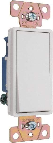 Pass & Seymour - 1 Pole, 120 to 277 VAC, 15 Amp, Specification Grade, Rocker, Wall and Dimmer Light Switch - 1.3 Inch Wide x 4.2 Inch High - Exact Industrial Supply