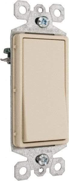 Pass & Seymour - 1 Pole, 120 to 277 VAC, 15 Amp, Specification Grade, Rocker, Wall and Dimmer Light Switch - 1.43 Inch Wide x 4.19 Inch High - Exact Industrial Supply