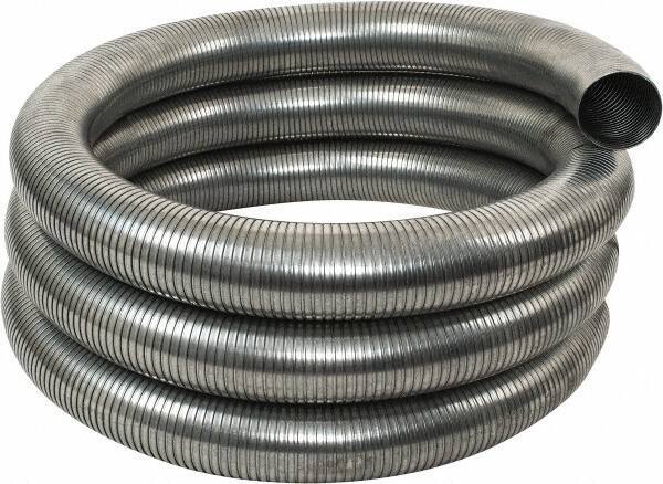 Federal Hose - 4" ID, -60 to 400°F, Galvanized Steel Unlined Flexible Metal Duct Hose - 18" Bend Radius, 25' Long - Exact Industrial Supply