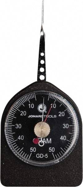 Jonard Tools - 0.33 Lb. Capacity, Mechanical Tension and Compression Force Gage - 1 gf Resolution, Aluminum Housing - Exact Industrial Supply