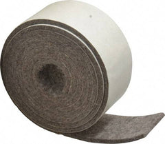 Made in USA - 1/8 Inch Thick x 1-1/2 Inch Wide x 5 Ft. Long, Felt Stripping - Gray, Plain Backing - Exact Industrial Supply