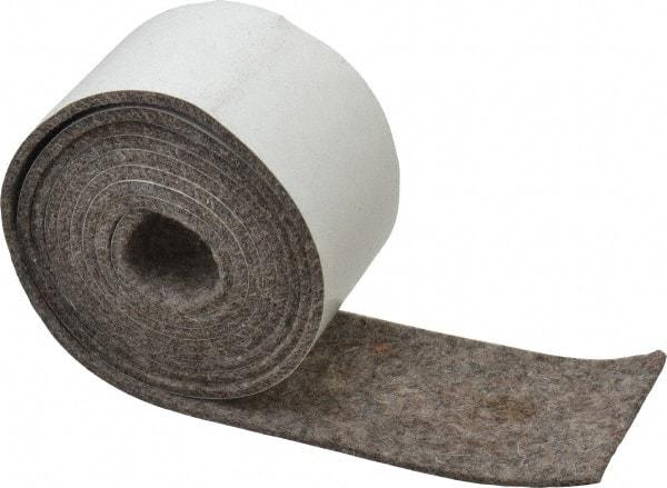 Made in USA - 1/8 Inch Thick x 2 Inch Wide x 5 Ft. Long, Felt Stripping - Gray, Adhesive Backing - Exact Industrial Supply