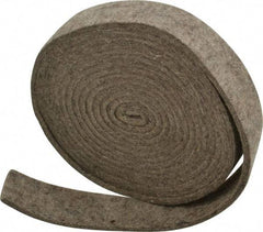 Made in USA - 1/8 Inch Thick x 1 Inch Wide x 10 Ft. Long, Felt Stripping - Gray, Plain Backing - Exact Industrial Supply