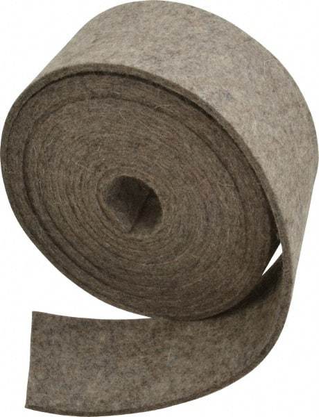 Made in USA - 1/8 Inch Thick x 2 Inch Wide x 10 Ft. Long, Felt Stripping - Gray, Plain Backing - Exact Industrial Supply