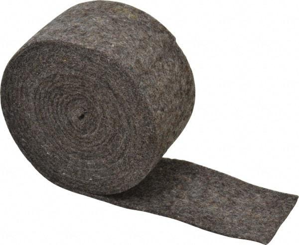 Made in USA - 1/8 Inch Thick x 2 Inch Wide x 10 Ft. Long, Felt Stripping - Gray, Plain Backing - Exact Industrial Supply