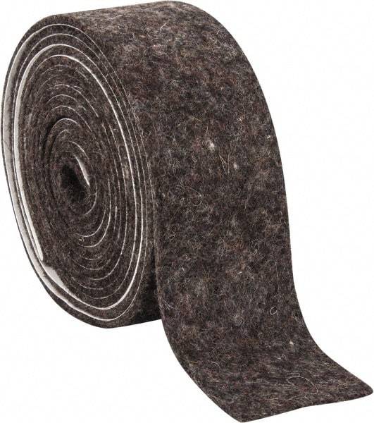 Made in USA - 1/8 Inch Thick x 2 Inch Wide x 10 Ft. Long, Felt Stripping - Gray, Adhesive Backing - Exact Industrial Supply