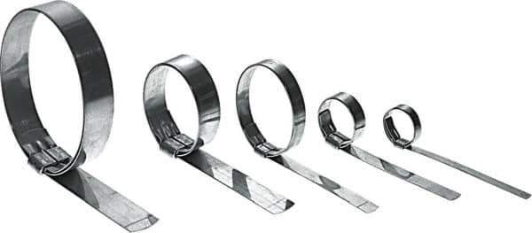 IDEAL TRIDON - 6" ID, Grade 201, Stainless Steel Preformed J-Type Clamp - 3/4" Wide x 0.03" Thick - Exact Industrial Supply