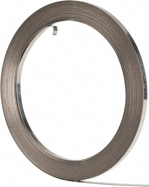 IDEAL TRIDON - Grade 201, Stainless Steel Banding Strap Roll - 3/8" Wide x 0.025" Thick - Exact Industrial Supply