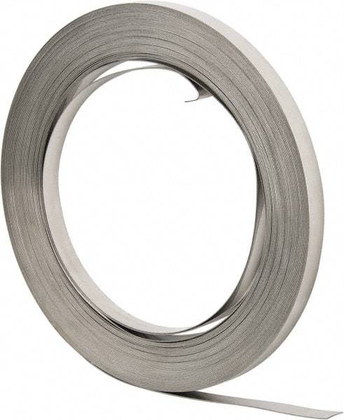 IDEAL TRIDON - Grade 201, Stainless Steel Banding Strap Roll - 5/8" Wide x 0.03" Thick - Exact Industrial Supply