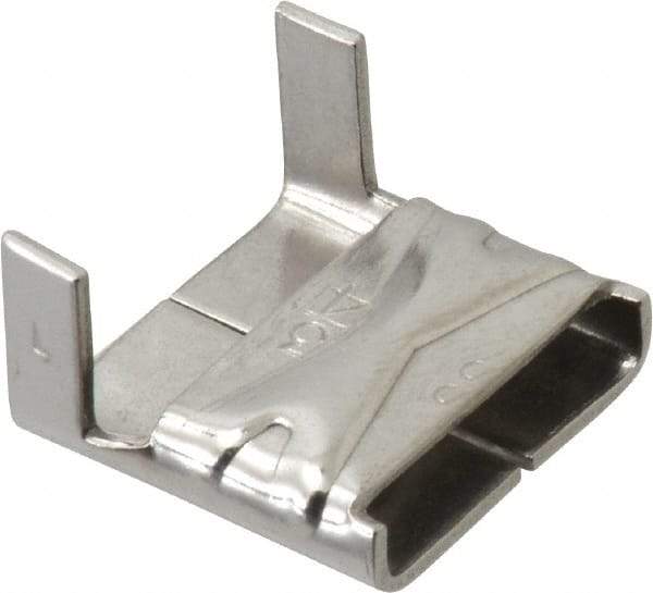 Made in USA - Grade 200 to 300, Stainless Steel Banding Strap Buckle - 3/4" Wide - Exact Industrial Supply