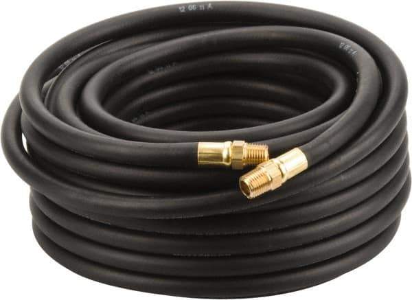 Continental ContiTech - 1/4" ID x 1/2" OD 50' Long Multipurpose Air Hose - MNPT x MNPT Ends, 200 Working psi, -40 to 190°F, 1/4" Fitting, Black - Exact Industrial Supply