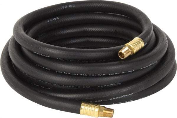 Continental ContiTech - 3/8" ID x 0.669" OD 25' Long Multipurpose Air Hose - MNPT x MNPT Ends, 200 Working psi, -40 to 190°F, 1/4" Fitting, Black - Exact Industrial Supply