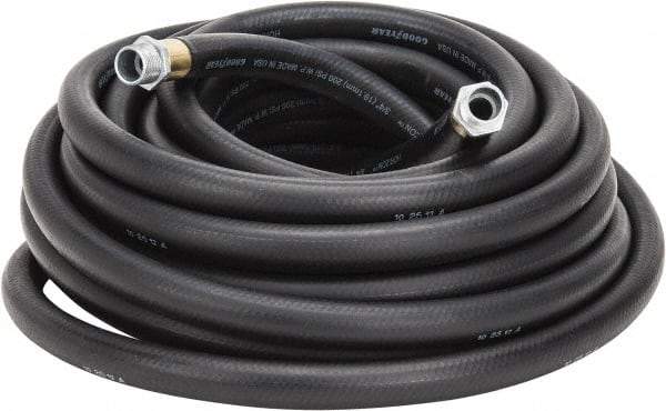 Continental ContiTech - 3/4" ID x 1.118" OD 50' Long Multipurpose Air Hose - MNPT x MNPT Ends, 200 Working psi, -40 to 190°F, 3/4" Fitting, Black - Exact Industrial Supply