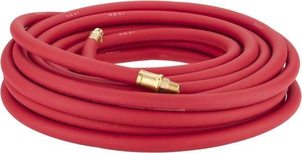 Continental ContiTech - 3/8" ID x 0.7" OD 50' Long Multipurpose Air Hose - MNPT x MNPT Ends, 250 Working psi, -40 to 190°F, 1/4" Fitting, Red - Exact Industrial Supply