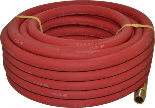 Continental ContiTech - 1/2" ID x 0.838" OD 50' Long Multipurpose Air Hose - MNPT x MNPT Ends, 250 Working psi, -40 to 190°F, 1/2" Fitting, Red - Exact Industrial Supply