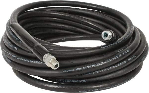 Continental ContiTech - 50' Long, 3/8" Fitting, Swivel Fitting, 0 to 250°F, Synthetic Rubber High Temp & High Pressure Hose - 3/8" Inside x 0.693" Outside Diam, Black, 3,000 psi - Exact Industrial Supply