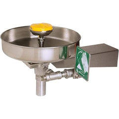 Haws - 15" Wide x 13" High, Wall Mount, Stainless Steel Bowl, Eye & Face Wash Station - 13" Inlet, 3.7 GPM Flow Rate - Exact Industrial Supply