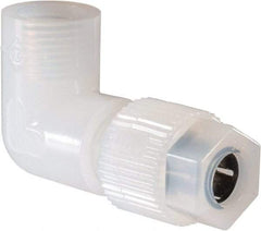 NewAge Industries - 3/8" Tube OD, PFA PTFE Plastic Compression Tube Female Elbow - 1/4 NPT Pipe, 500°F Max, 1/4 Thread - Exact Industrial Supply