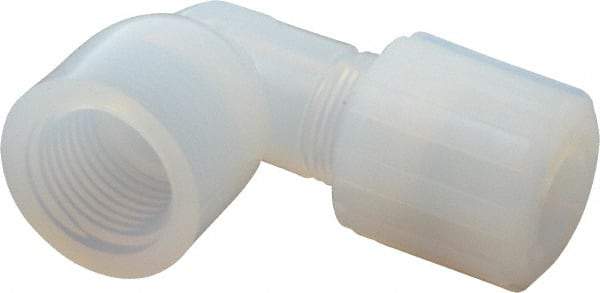 NewAge Industries - 1/2" Tube OD, PFA PTFE Plastic Compression Tube Female Elbow - 1/2 NPT Pipe, 500°F Max, 1/2 Thread - Exact Industrial Supply
