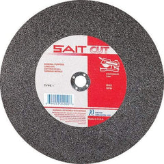 Sait - 10" 36 Grit Aluminum Oxide Cutoff Wheel - 1/8" Thick, 5/8" Arbor, 6,100 Max RPM, Use with Stationary Tools - Exact Industrial Supply