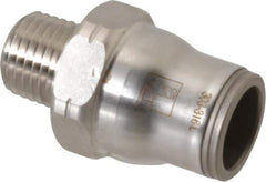 Legris - 1/2" Outside Diam, 1/4 NPT, Stainless Steel Push-to-Connect Male Connector - 435 Max psi, Tube to Male NPT Connection, FKM O-Ring - Exact Industrial Supply