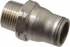 Legris - 1/2" Outside Diam, 3/8 NPT, Stainless Steel Push-to-Connect Male Connector - 435 Max psi, Tube to Male NPT Connection, FKM O-Ring - Exact Industrial Supply