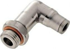 Legris - 5/32" Outside Diam, 10-32 NPT, Stainless Steel Push-to-Connect Male Elbow - 435 Max psi, Tube to Male NPT Connection, FKM O-Ring - Exact Industrial Supply