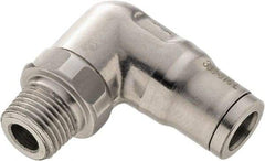 Legris - 1/2" Outside Diam, 3/8 NPT, Stainless Steel Push-to-Connect Male Elbow - 435 Max psi, Tube to Male NPT Connection, FKM O-Ring - Exact Industrial Supply