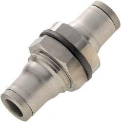 Legris - 1/2" Outside Diam, Stainless Steel Push-to-Connect Bulkhead Union - 435 Max psi, Tube to Tube Connection, FKM O-Ring - Exact Industrial Supply