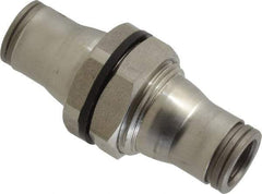Legris - 3/8" Outside Diam, Stainless Steel Push-to-Connect Bulkhead Union - 435 Max psi, FKM O-Ring, Tube to Tube - Exact Industrial Supply