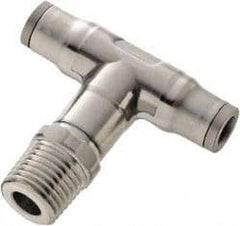 Legris - 5/32" Outside Diam, 1/8 NPT, Stainless Steel Push-to-Connect Male Branch Tee - 435 Max psi, FKM O-Ring, Tube to Male NPT - Exact Industrial Supply