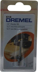 Dremel - 1/2" Diam, 1-1/4" Overall Length, High Speed Steel, Chamfer, Edge Profile Router Bit - 1/8" Shank Diam x 1/8" Shank Length, Uncoated - Exact Industrial Supply