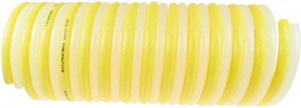 Coilhose Pneumatics - 1/8" ID, 50' Long, Yellow & Natural Nylon Coiled & Self Storing Hose - 315 Max psi, No Fittings - Exact Industrial Supply