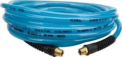 Coilhose Pneumatics - 3/8" ID, 3/8 Thread, 25' Long, Transparent Blue Polyurethane Coiled & Self Storing Hose - 200 Max psi, Male Rigid x Male Rigid - Exact Industrial Supply