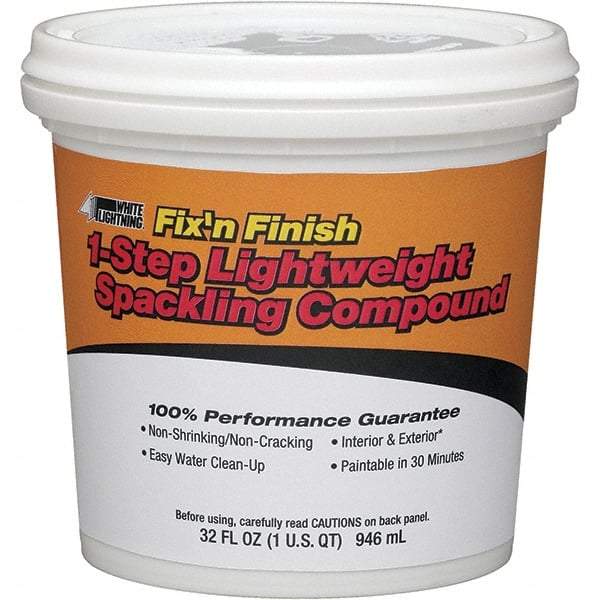 White Lightning - 32 oz Drywall/Plaster Repair - White, 20.1 Sq Ft Coverage, Vinyl Latex - Exact Industrial Supply