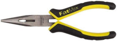 Stanley - 8" OAL, 2-15/16" Jaw Length x 11/16" Jaw Width, Long Nose Side Cutting Pliers - Serrated Jaw, Standard Head, Bi-Material Cushion Grip Handles - Exact Industrial Supply