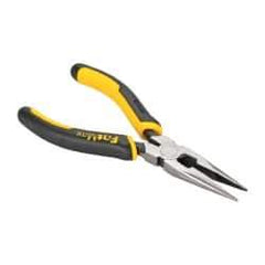 Stanley - 6-1/2" OAL, 2" Jaw Length x 11/16" Jaw Width, Long Nose Side Cutting Pliers - Serrated Jaw, Standard Head, Bi-Material Cushion Grip Handles - Exact Industrial Supply