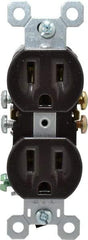 Pass & Seymour - 125 VAC, 15 Amp, 5-15R NEMA Configuration, Brown, Residential Grade, Self Grounding Duplex Receptacle - 1 Phase, 2 Poles, 3 Wire, Flush Mount, Impact Resistant - Exact Industrial Supply