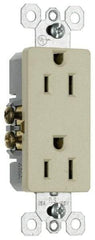 Pass & Seymour - 125 VAC, 15 Amp, 5-15R NEMA Configuration, White, Residential Grade, Self Grounding Duplex Receptacle - 1 Phase, 2 Poles, 3 Wire, Flush Mount - Exact Industrial Supply