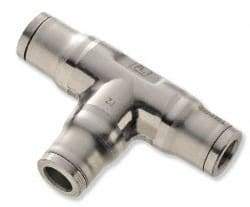 Legris - 10mm Outside Diam, Stainless Steel Push-to-Connect Union Tee - 435 Max psi, Tube to Tube Connection, FKM O-Ring - Exact Industrial Supply