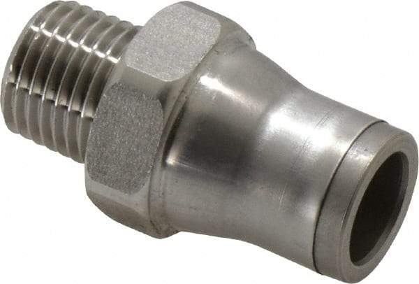 Legris - 10mm Outside Diam, 1/4 BSPT, Stainless Steel Push-to-Connect Male Connector - 435 Max psi, Tube to Male BSPT Connection, FKM O-Ring - Exact Industrial Supply