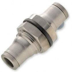 Legris - 12mm Outside Diam, Stainless Steel Push-to-Connect Bulkhead Union - 435 Max psi, FKM O-Ring, Tube to Tube - Exact Industrial Supply