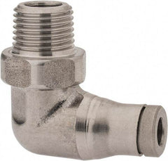 Legris - 4mm Outside Diam, 1/8 BSPT, Stainless Steel Push-to-Connect Male Elbow - 290 Max psi, Tube to Male BSPT Connection, FKM O-Ring - Exact Industrial Supply