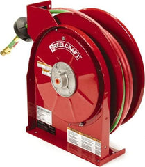Reelcraft - 13-3/4" Long x 6" Wide x 14-1/2" High, 1/4" ID, Welding Hose Reel - 25' Hose Length, 200 psi Working Pressure, Hose Included - Exact Industrial Supply
