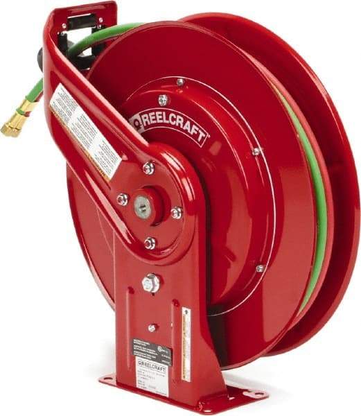 Reelcraft - 19" Long x 7" Wide x 20-1/4" High, 1/4" ID, Welding Hose Reel - 50' Hose Length, 200 psi Working Pressure, Hose Included - Exact Industrial Supply