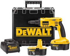 DeWALT - 18 Volts, NiCad Battery, Pistol Grip Cordless Screwdriver - 2 Speeds, 900 and 2,700 RPM, 180 Inch/Lbs. Torque - Exact Industrial Supply