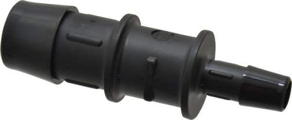 Made in USA - 3/4 x 3/8" Barb, Nylon Single Barbed Tube Reducer - Black - Exact Industrial Supply
