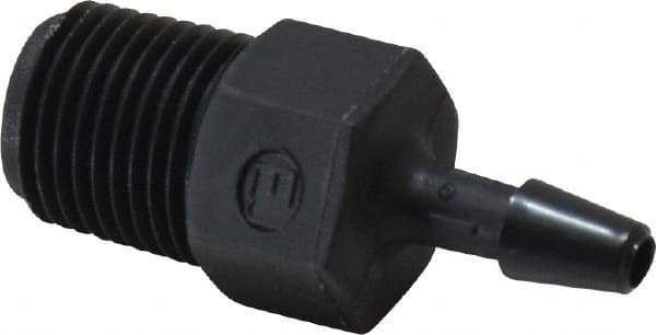 Made in USA - 1/8" Barb, 1/8, Nylon Single Barbed Tube Adapter - Black, Male - Exact Industrial Supply